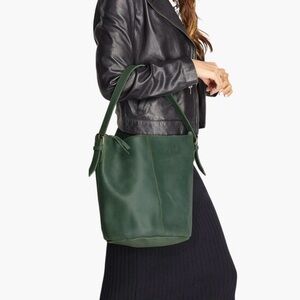 Able Eden Spruce Green Leather Bucket Bag Local and Global